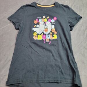 BCG Kids XL 16 Black Lets Go Ghouls Halloween Ghost Graphic Tee Shirt